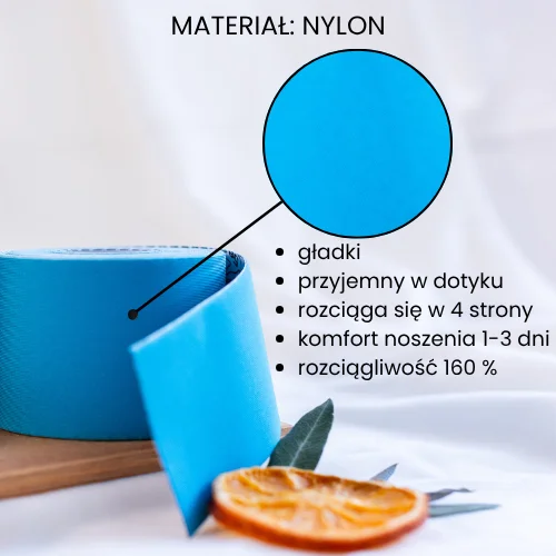 Zbliżenie na gładki materiał nylonowy w tejpach 5e FACE.